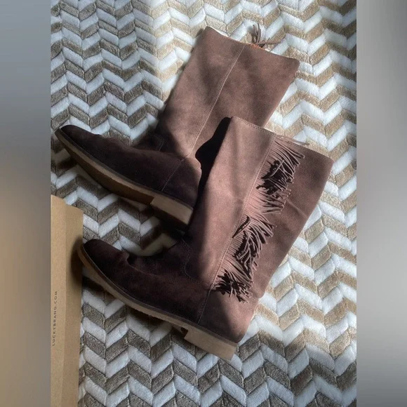 Lucky Brand Grayer Fringe Tall Boot Java Brown 9 - Picture 5 of 14